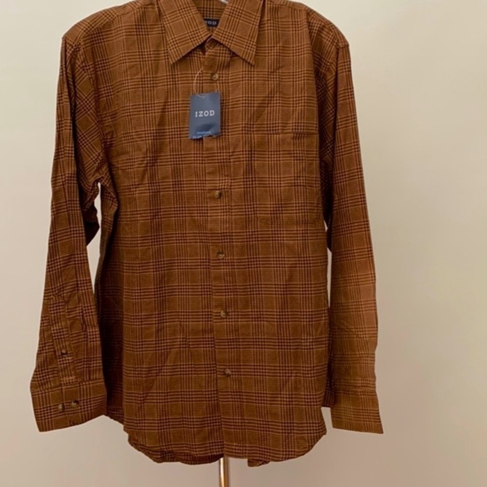 IZOD Flannel Shirt Long Sleeve Stretch Button